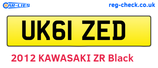 UK61ZED are the vehicle registration plates.