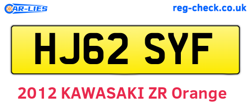 HJ62SYF are the vehicle registration plates.