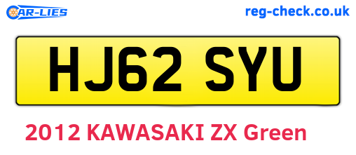 HJ62SYU are the vehicle registration plates.
