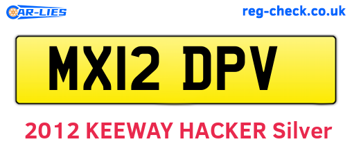 MX12DPV are the vehicle registration plates.