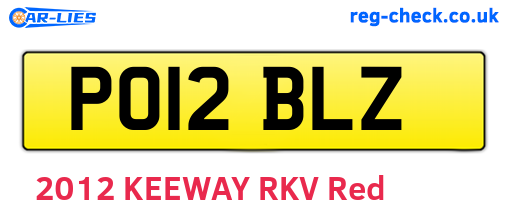PO12BLZ are the vehicle registration plates.