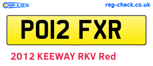 PO12FXR are the vehicle registration plates.