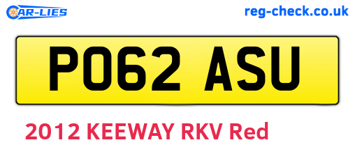 PO62ASU are the vehicle registration plates.