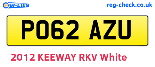 PO62AZU are the vehicle registration plates.