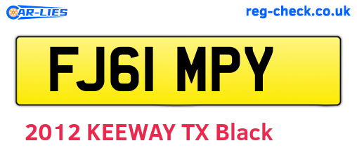 FJ61MPY are the vehicle registration plates.