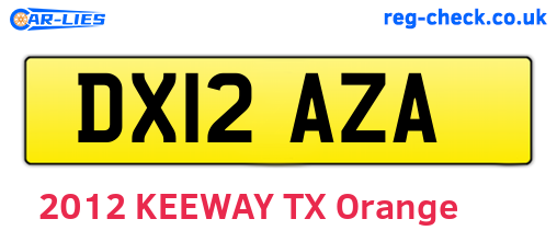 DX12AZA are the vehicle registration plates.