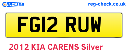FG12RUW are the vehicle registration plates.