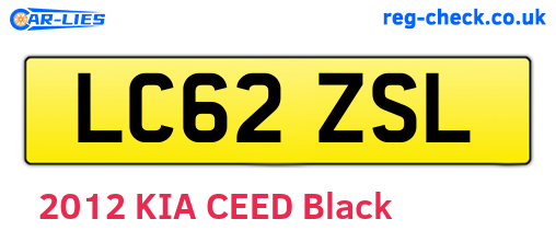 LC62ZSL are the vehicle registration plates.