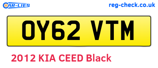 OY62VTM are the vehicle registration plates.