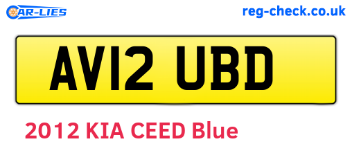 AV12UBD are the vehicle registration plates.