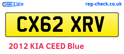 CX62XRV are the vehicle registration plates.