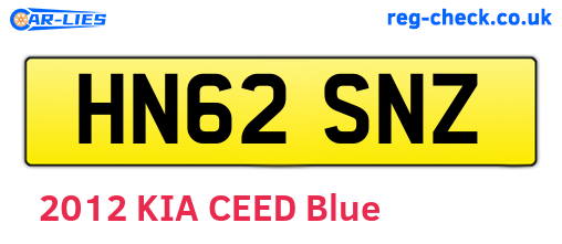 HN62SNZ are the vehicle registration plates.