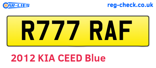 R777RAF are the vehicle registration plates.