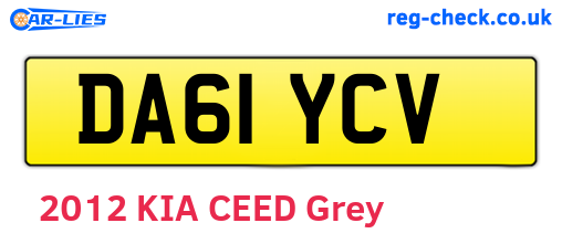 DA61YCV are the vehicle registration plates.