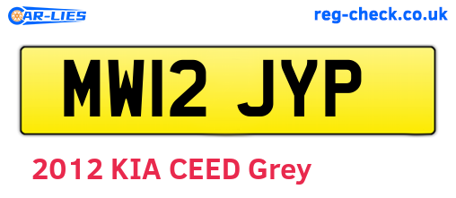 MW12JYP are the vehicle registration plates.
