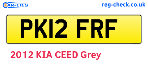 PK12FRF are the vehicle registration plates.