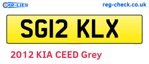 SG12KLX are the vehicle registration plates.