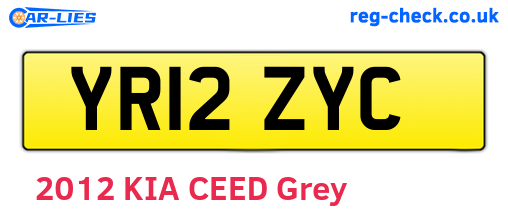 YR12ZYC are the vehicle registration plates.