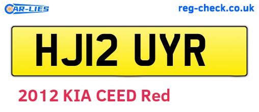 HJ12UYR are the vehicle registration plates.