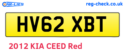 HV62XBT are the vehicle registration plates.