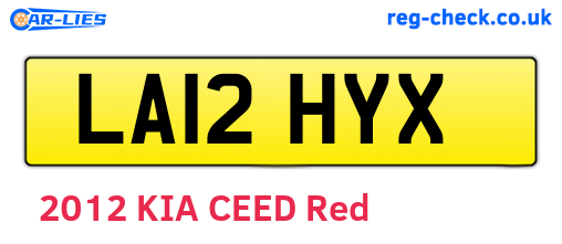 LA12HYX are the vehicle registration plates.