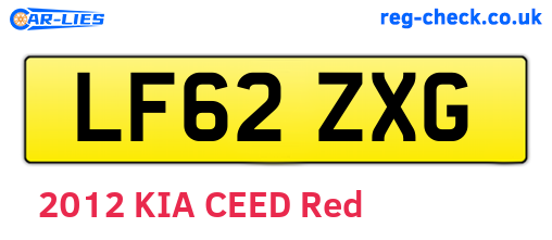 LF62ZXG are the vehicle registration plates.