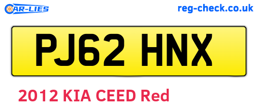 PJ62HNX are the vehicle registration plates.