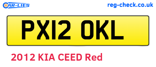PX12OKL are the vehicle registration plates.