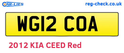WG12COA are the vehicle registration plates.