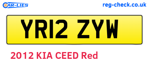 YR12ZYW are the vehicle registration plates.
