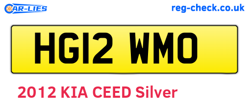 HG12WMO are the vehicle registration plates.