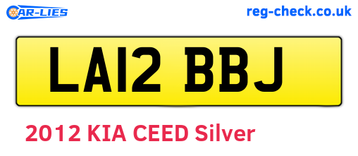 LA12BBJ are the vehicle registration plates.