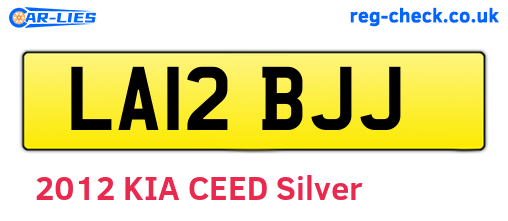 LA12BJJ are the vehicle registration plates.