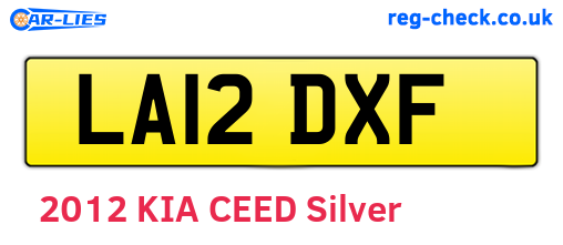 LA12DXF are the vehicle registration plates.