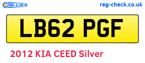 LB62PGF are the vehicle registration plates.