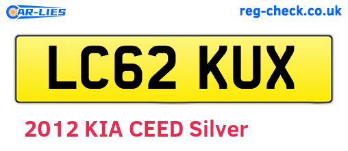 LC62KUX are the vehicle registration plates.