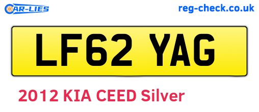 LF62YAG are the vehicle registration plates.