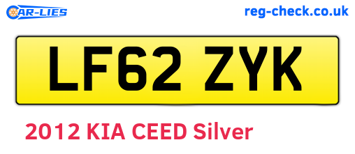 LF62ZYK are the vehicle registration plates.