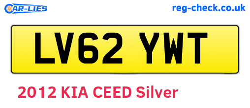 LV62YWT are the vehicle registration plates.