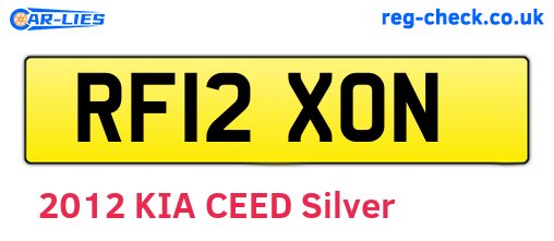 RF12XON are the vehicle registration plates.