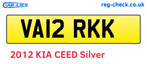 VA12RKK are the vehicle registration plates.