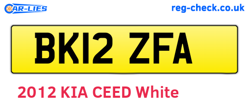 BK12ZFA are the vehicle registration plates.