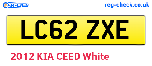 LC62ZXE are the vehicle registration plates.