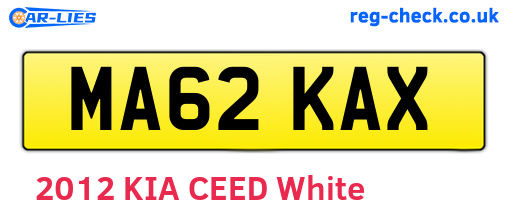 MA62KAX are the vehicle registration plates.