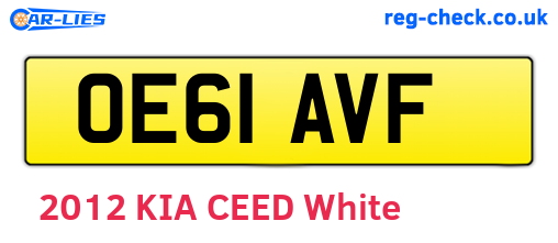 OE61AVF are the vehicle registration plates.