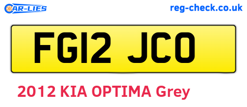 FG12JCO are the vehicle registration plates.