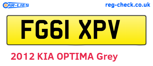 FG61XPV are the vehicle registration plates.