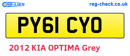 PY61CYO are the vehicle registration plates.