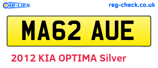 MA62AUE are the vehicle registration plates.