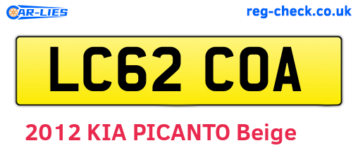 LC62COA are the vehicle registration plates.
